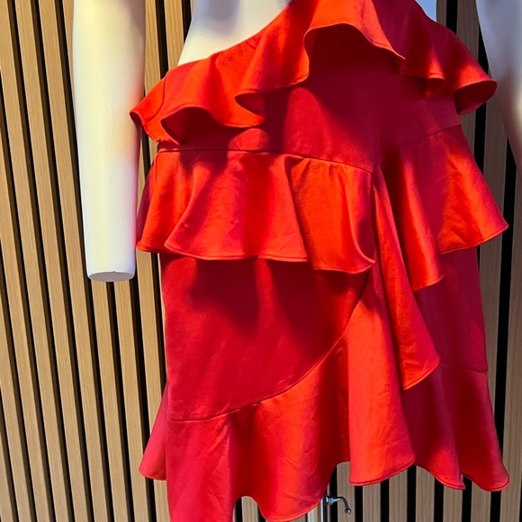 Few Moda Red Ruffle Cutout Dress - Picture 2 of 4